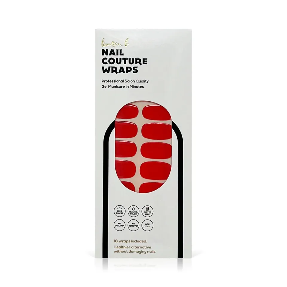 Lauren B Beauty Red Solid Gel Wrap sticker unghie gel 18pz