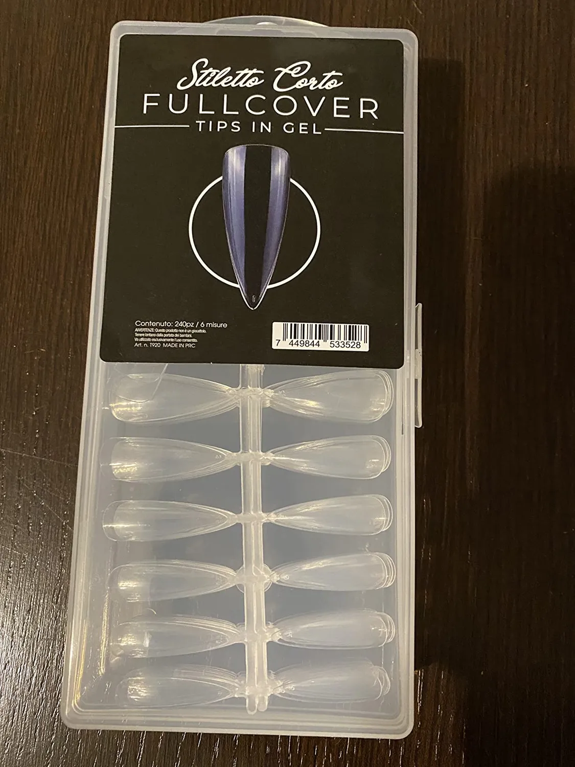 Nailfor Fullcover tips gel stiletto corto 240pz trasparenti