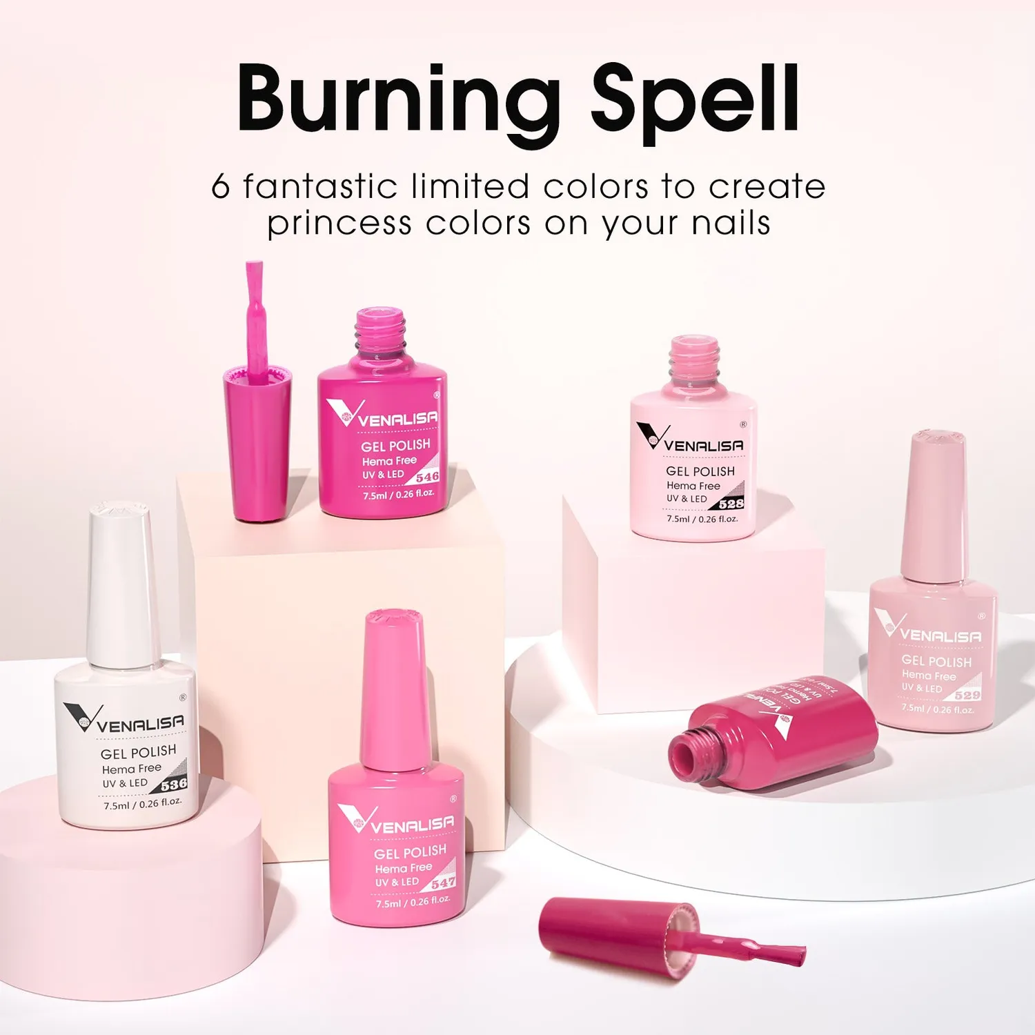 Venalisa Pink Memories 2232 set smalti gel rosa nude 6x7,5ml