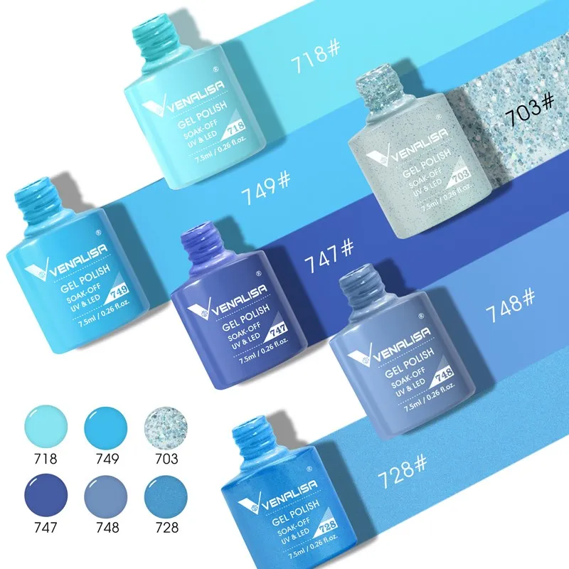 Venalisa 2215 set 6 smalti blu semipermanenti 7,5ml coprente