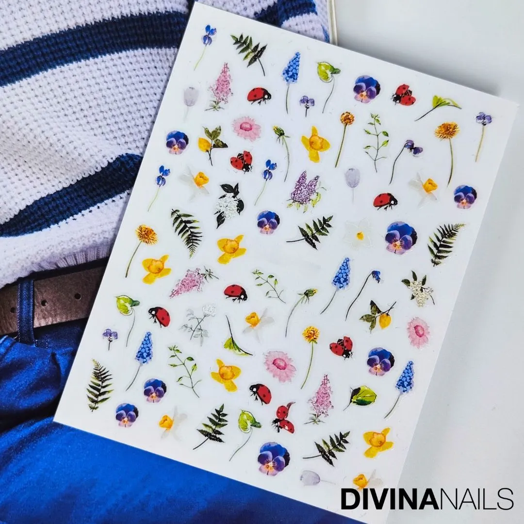 Diva Nails Water Decal Colorful Flowers 061 stickers unghie fiori