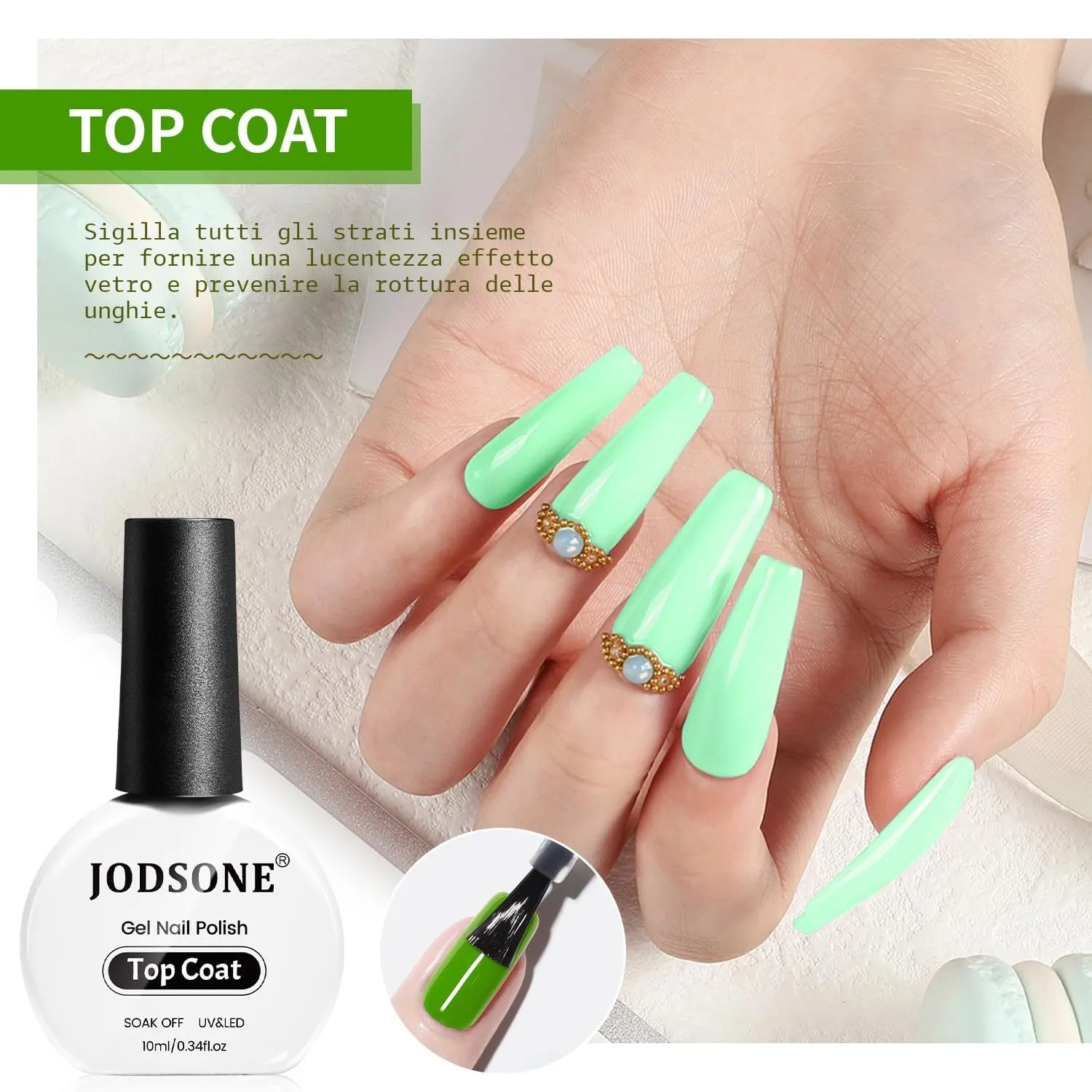 Jodsone Set Base e Top Coat Smalto Gel 2x10ml lucido