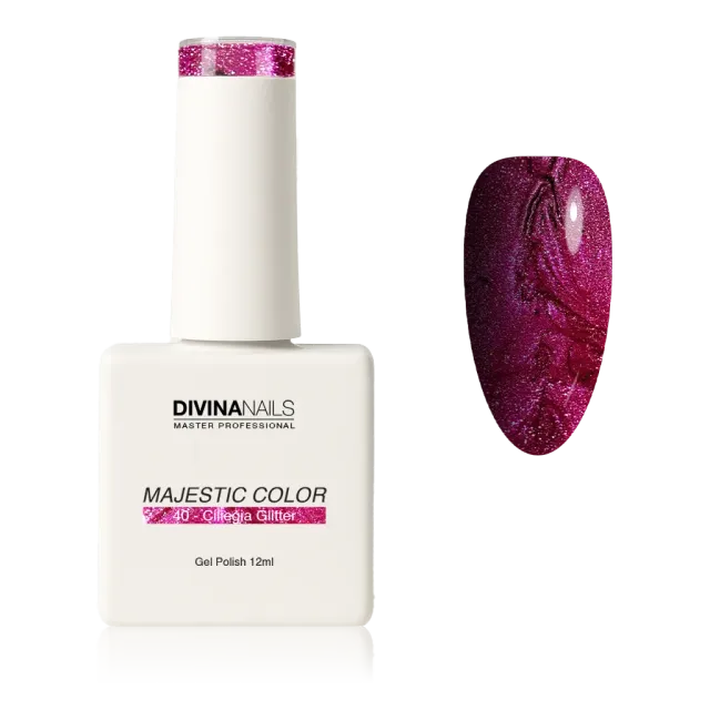 Diva Nails Majestic Color 40 Ciliegia Glitter semipermanente 12ml