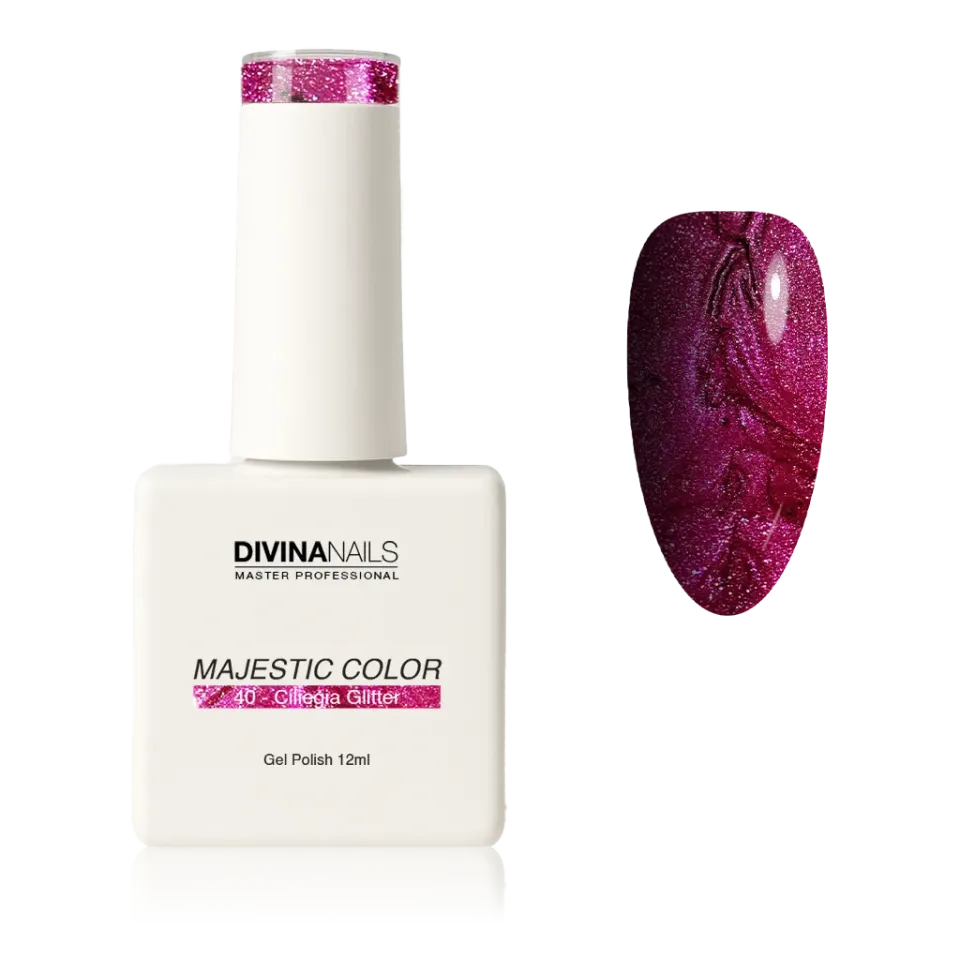 Diva Nails Majestic Color 40 Ciliegia Glitter semipermanente 12ml