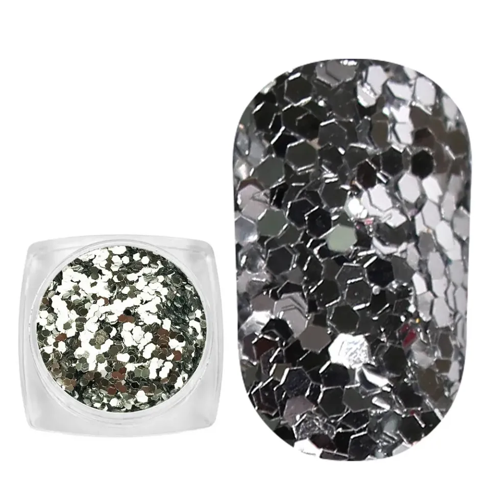 Komilfo Spangles 102K glitter unghie 2,5 g argento 1 mm