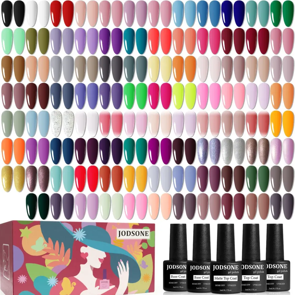 Jodsone kit 100 smalti gel semipermanente base top multicolore