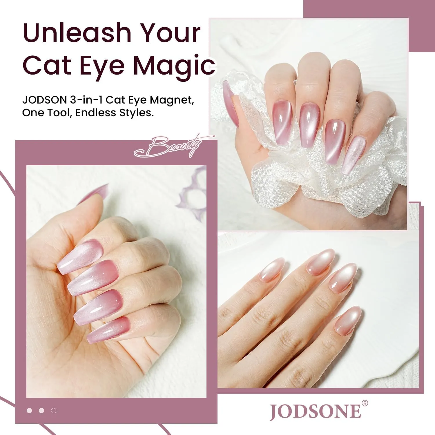 Jodsone Magnete Unghie 3-in-1 Cat Eye Rose-Magnet