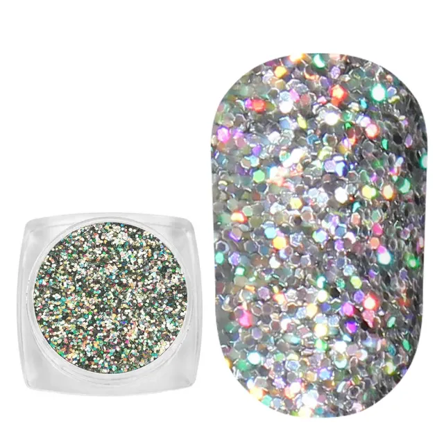 Komilfo Spangles 104G glitter unghie argento olografico 2,5 g