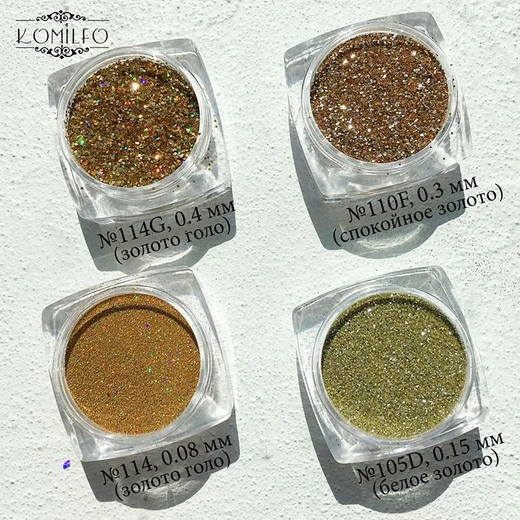 Komilfo Spangles 105D glitter unghie oro bianco 2,5 g