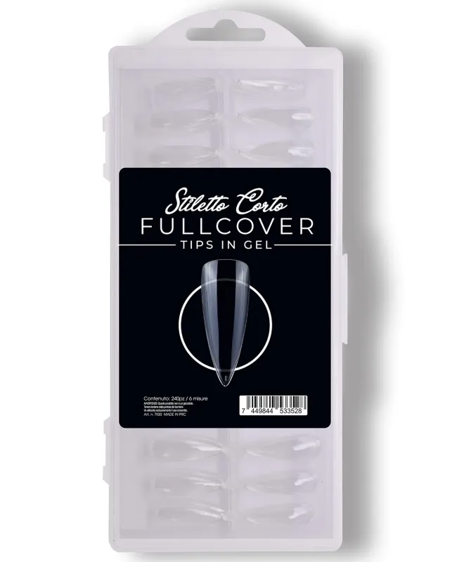 Nailfor Fullcover tips gel stiletto corto 240pz trasparenti