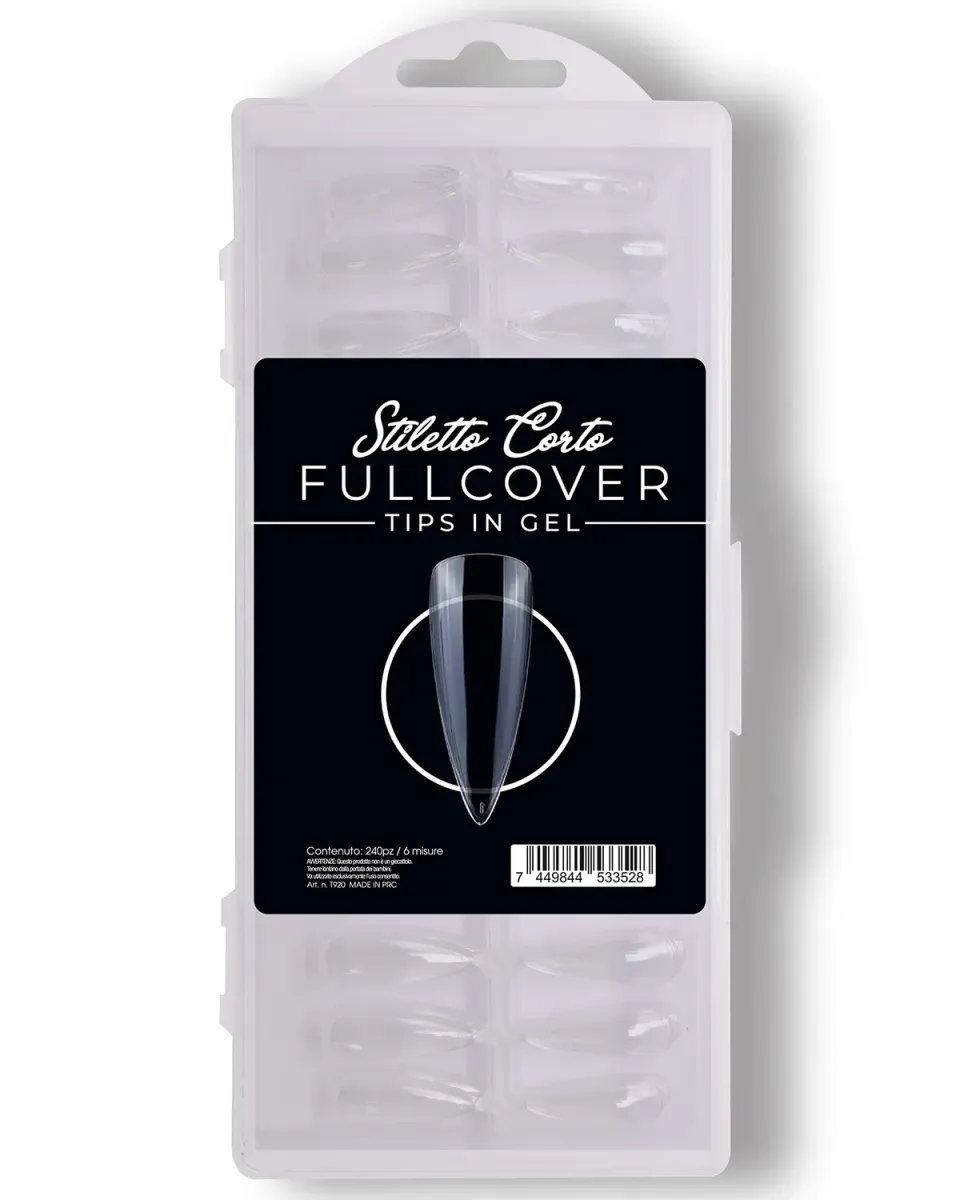 Nailfor Fullcover tips gel stiletto corto 240pz trasparenti