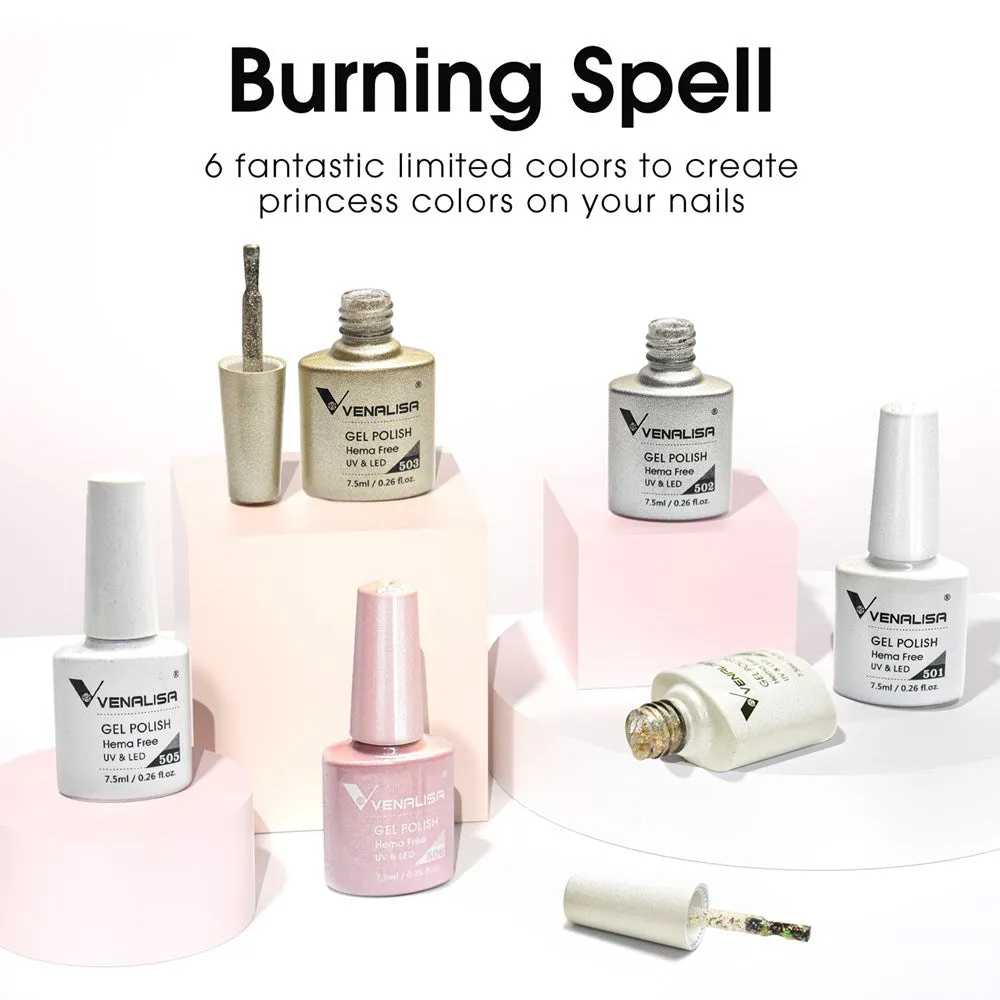 Venalisa set smalti gel glitter 6 colori hema free