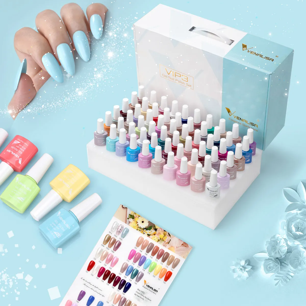 Venalisa VIP3 Kit Smalti Semipermanenti 60 Colori 7,5ml