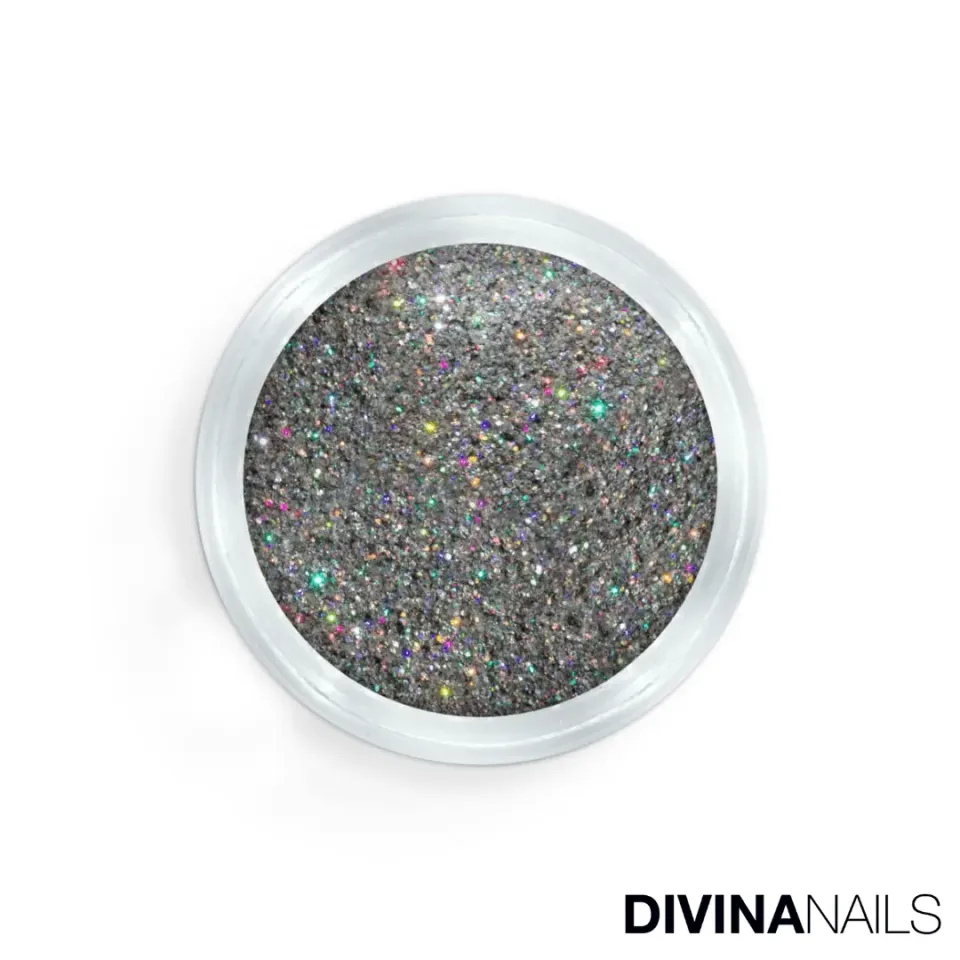 Diva Nails Crystal Holo Colored Silver polvere glitter unghie 2g