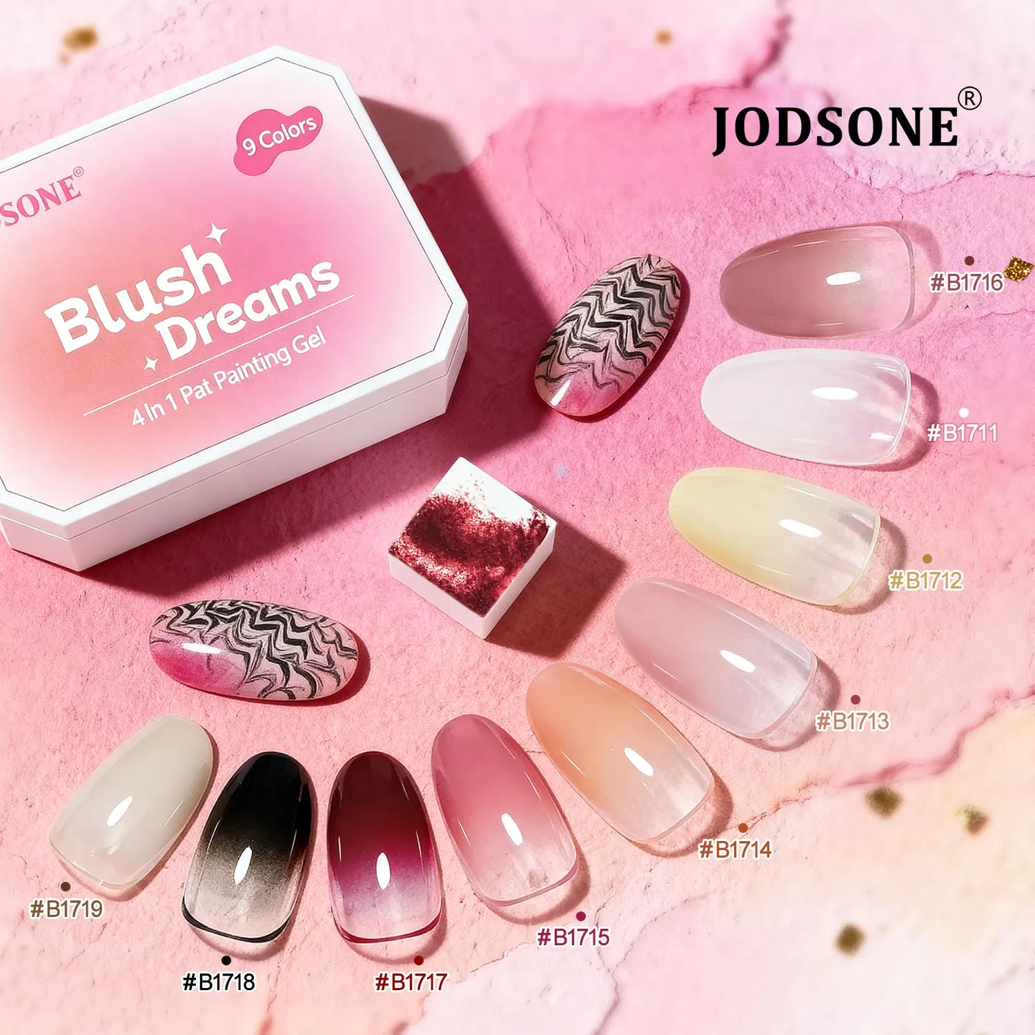 Jodsone Smalti Gel B1711-19 set 9 colori effetto sfumato