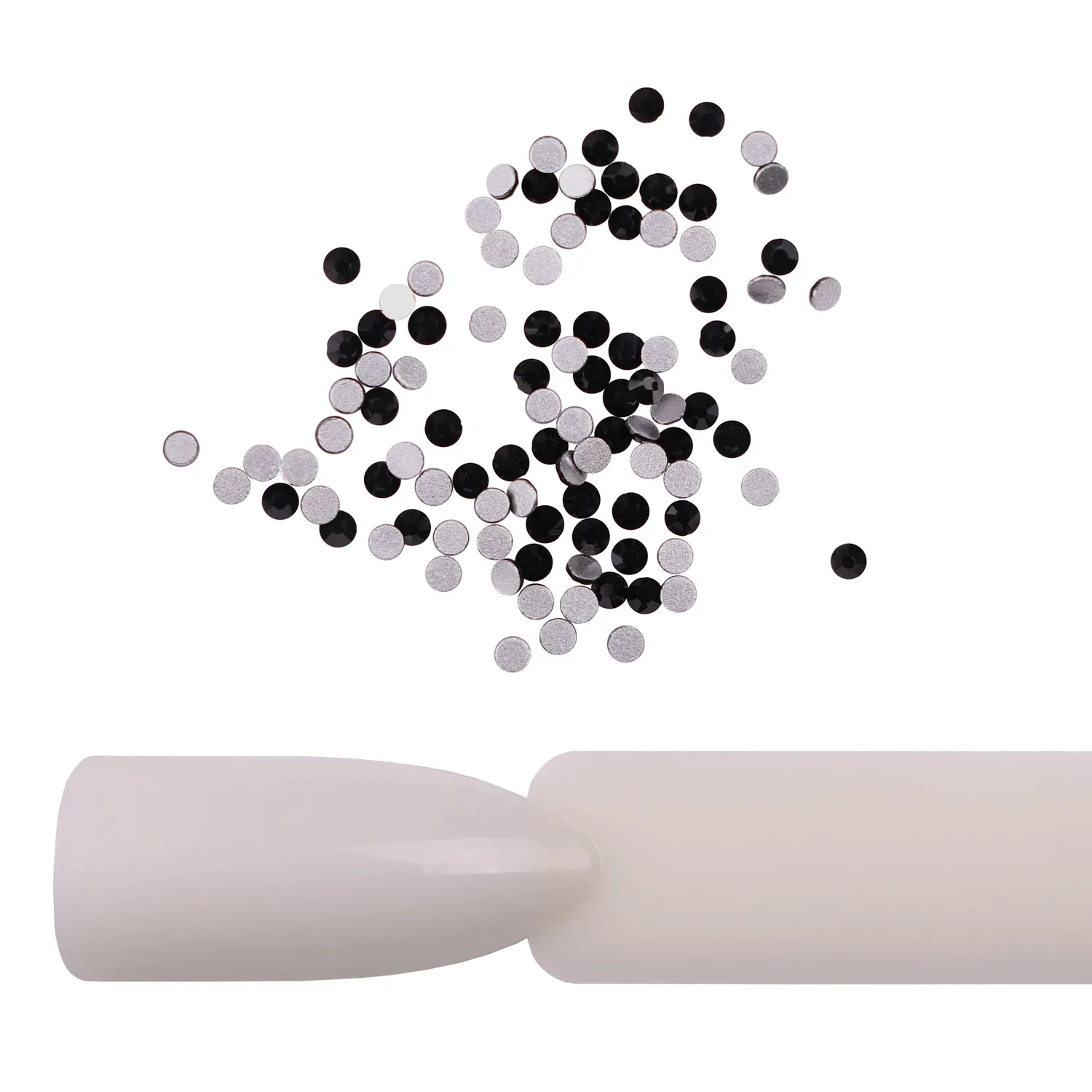 Komilfo Jet Black strass unghie misura 4 100 pz neri