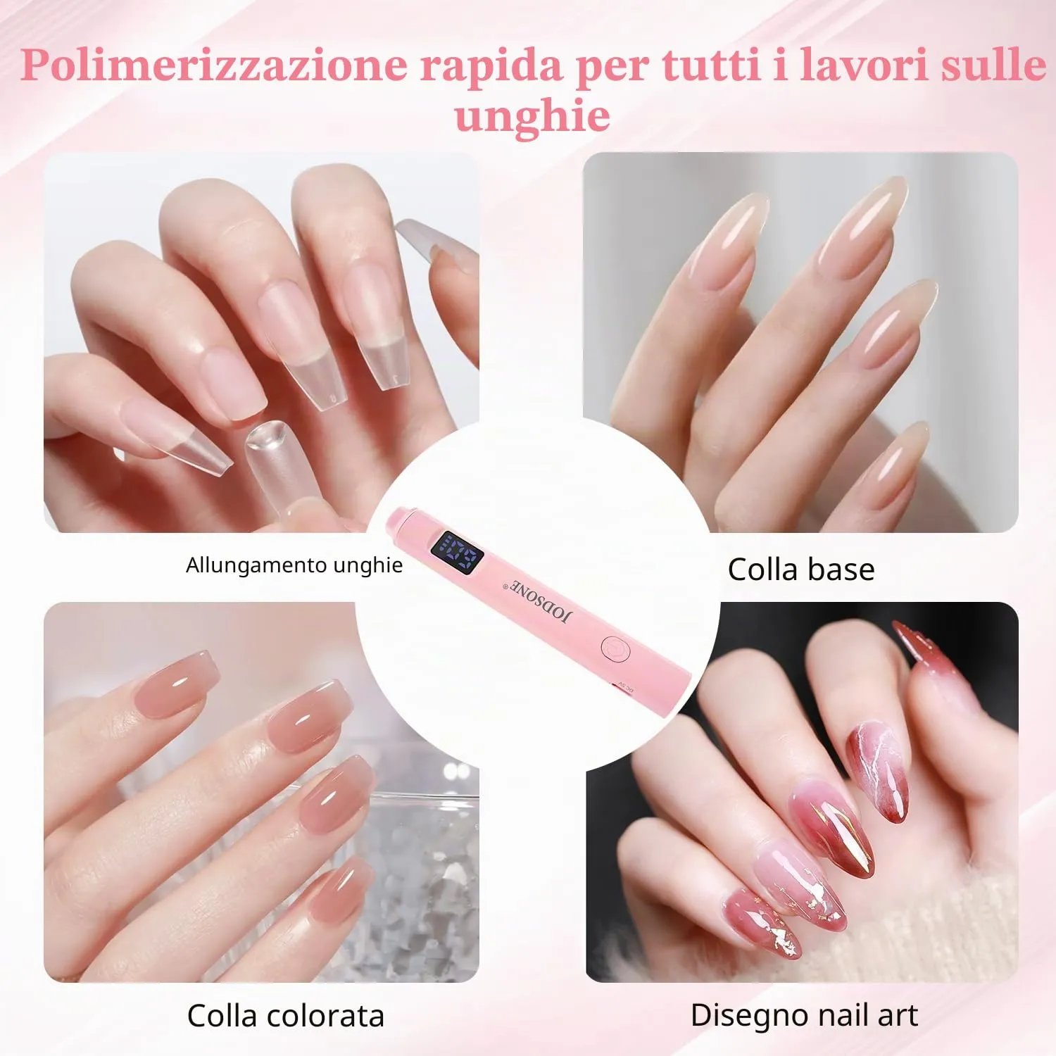 Jodsone H9-pink lampada unghie LED portatile rosa