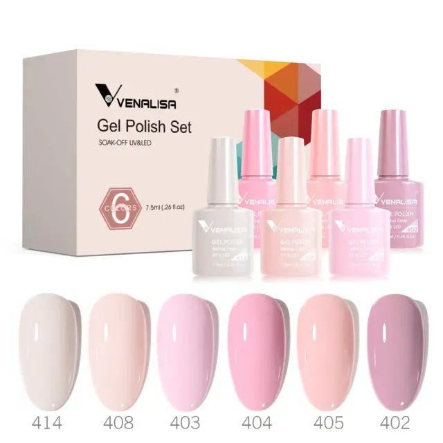 Venalisa Set Smalto Semipermanente Pink 6 colori 7,5ml hema free