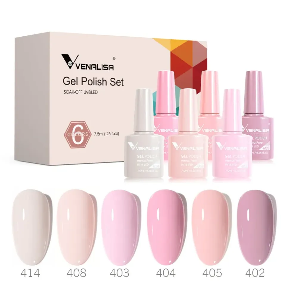 Venalisa Set Smalto Semipermanente Pink 6 colori 7,5ml hema free